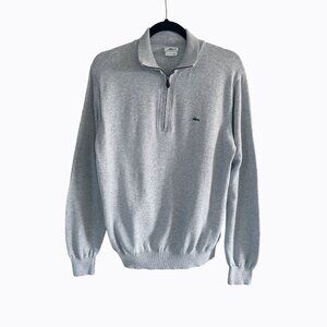 Vintage Lacoste 1/4 Zip Sweater Sweatshirt S/M Heather Gray Cotton Y2K 90s Prep